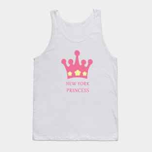 New York Princess with Pink Crown and Yellow Flowers Tank Top